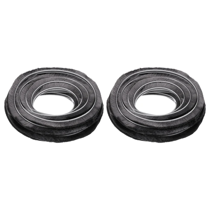 2Pcs Brush Weather Stripping 9/32" x 15/32" x 24.6ft Card-Slot Seal Strip Gray