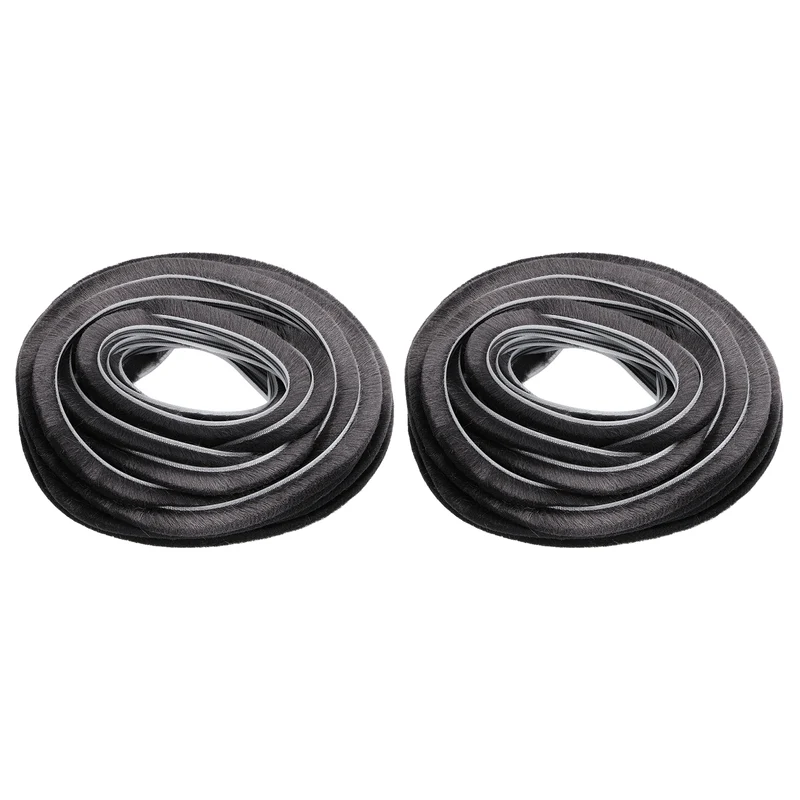 2Pcs Brush Weather Stripping 9/32" x 3/8" x 24.6ft Card-Slot Seal Strip Gray