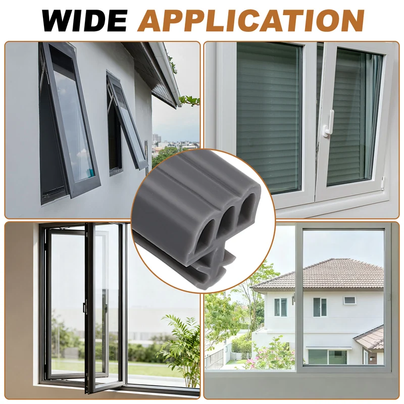 Kerf Weather Stripping Seal Strip (16.4ft x 11/32") - Three Door Kerf, Gray