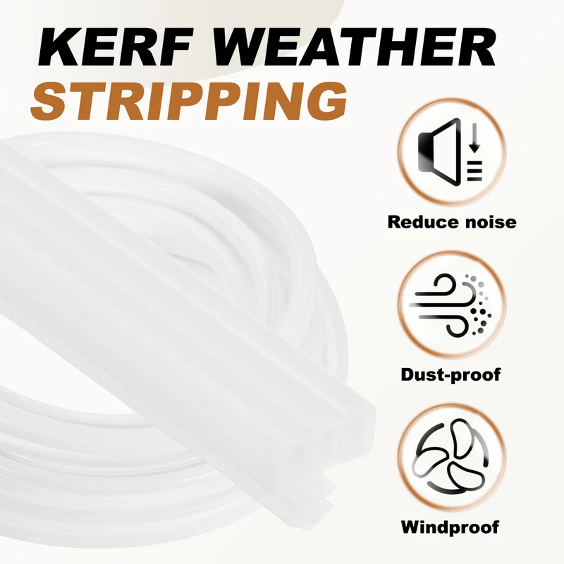 Kerf Weather Stripping Seal Strip(16.4ft x 11/32") - 2Pcs Three Door Kerf, White