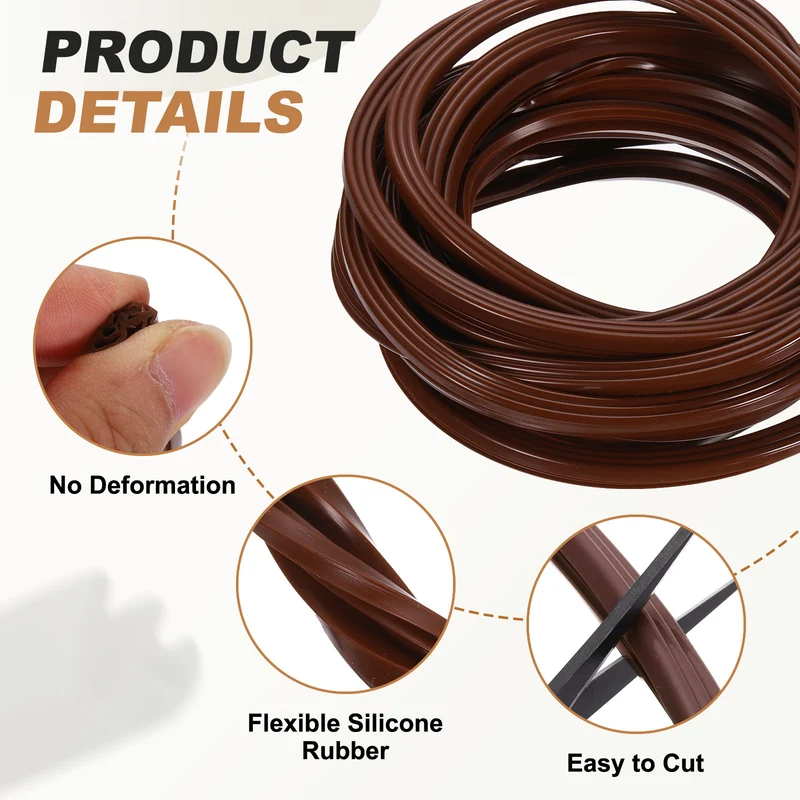 Kerf Weather Stripping Seal Strip(16.4ft x 11/32") - 2Pcs Three Door Kerf, Brown