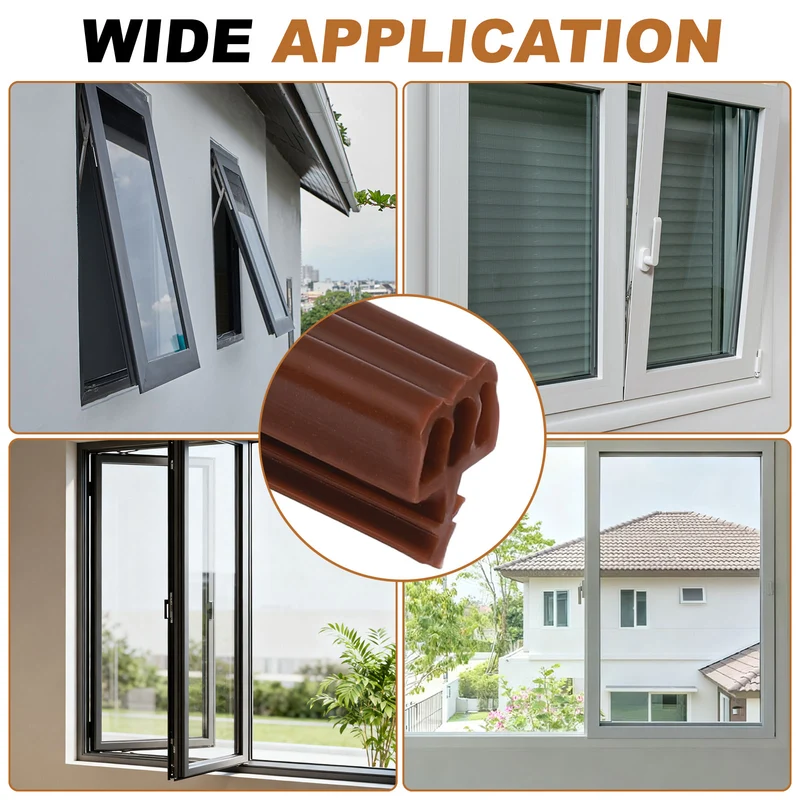 Kerf Weather Stripping Seal Strip (16.4ft x 11/32") - Three Door Kerf, Brown