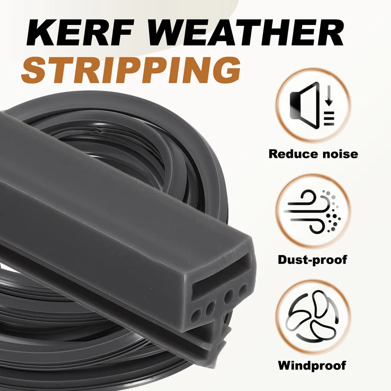 Kerf Weather Stripping Seal Strip (16.4ft x 11/32") - Square Kerf, Gray