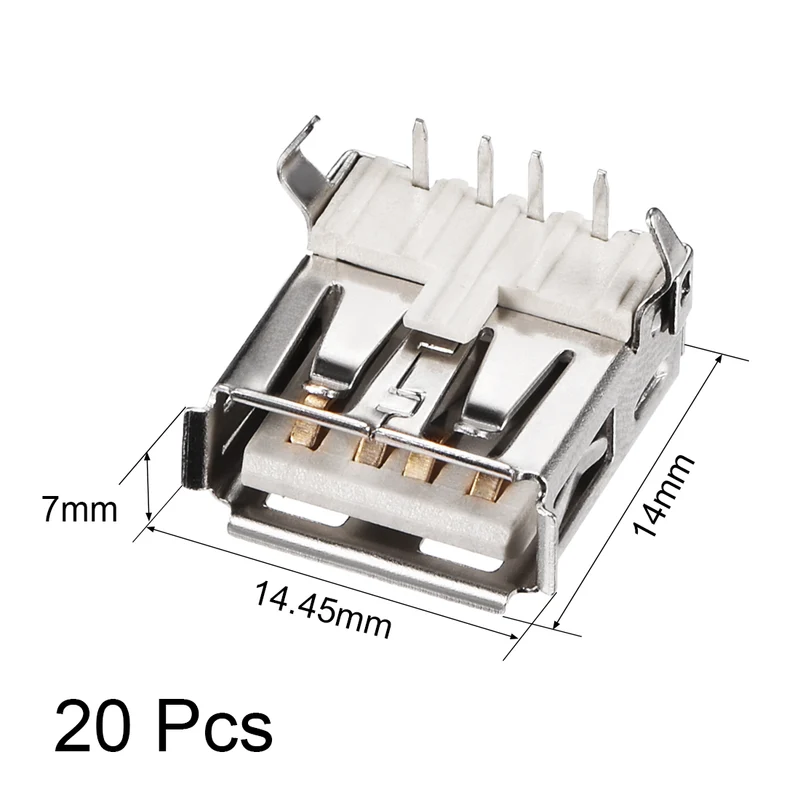 PCB USB Connector Type-A 2.0 Female Jack 90 Degree Horizontal Insert 20pcs