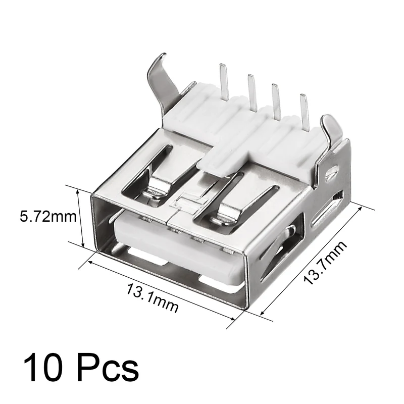 PCB USB Connector 2.0 Type-A Female Jack 90 Degree Soldering Bend Foot 10pcs