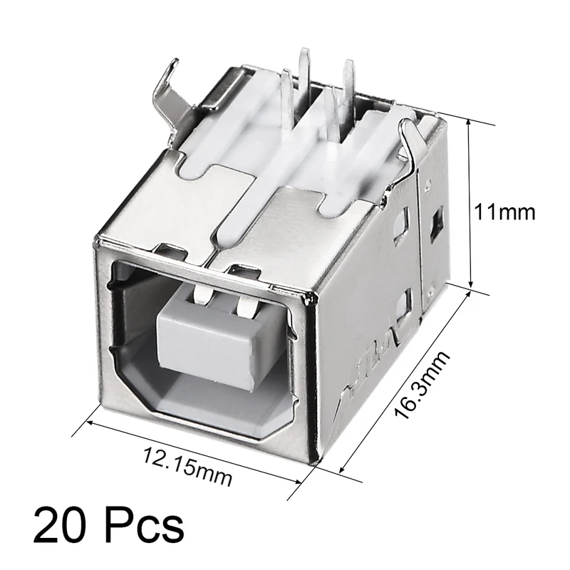 PCB USB Connector Type-B Female Jack 90 Degree DIP Printer Port 20Pcs