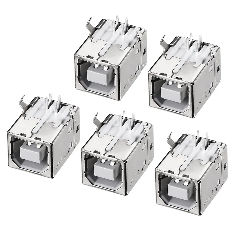 PCB USB Connector Type-B Female Jack 90 Degree DIP Printer Port 5Pcs