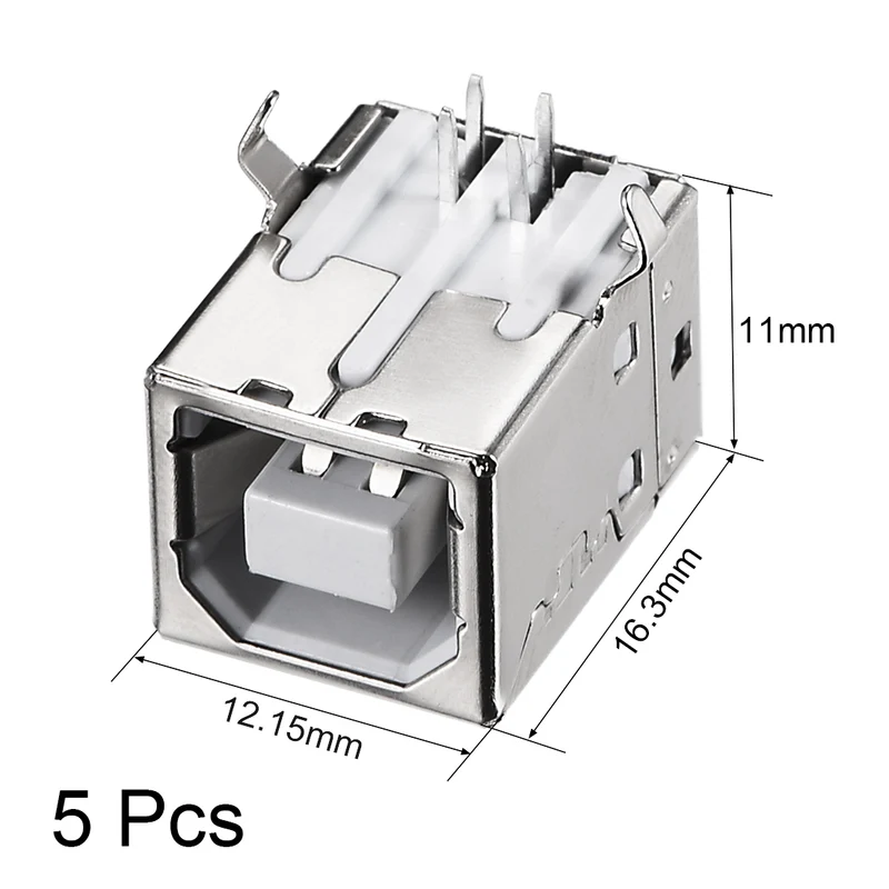 PCB USB Connector Type-B Female Jack 90 Degree DIP Printer Port 5Pcs