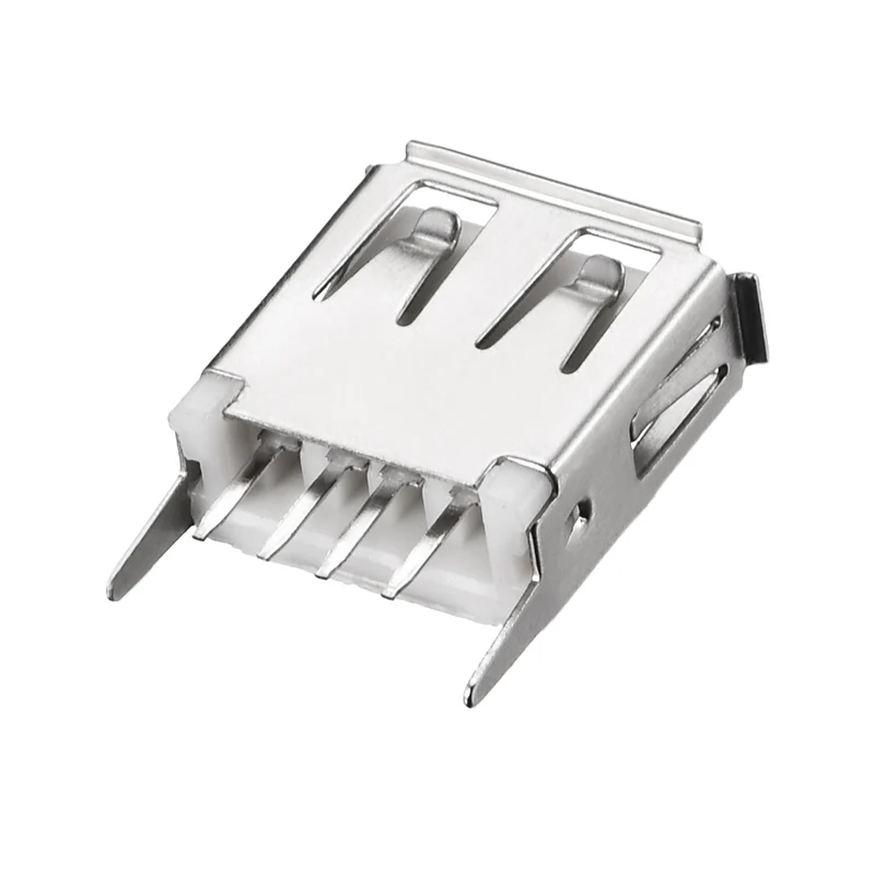 PCB USB Connector Type-A Female Jack Vertical Straight Insert Curled Edge 10Pcs
