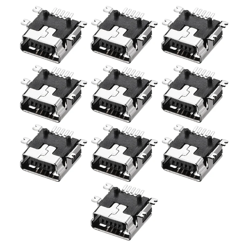 Mini USB PCB Connector Type-B 5P Female SMT Surface Mounted Short Body 10Pcs