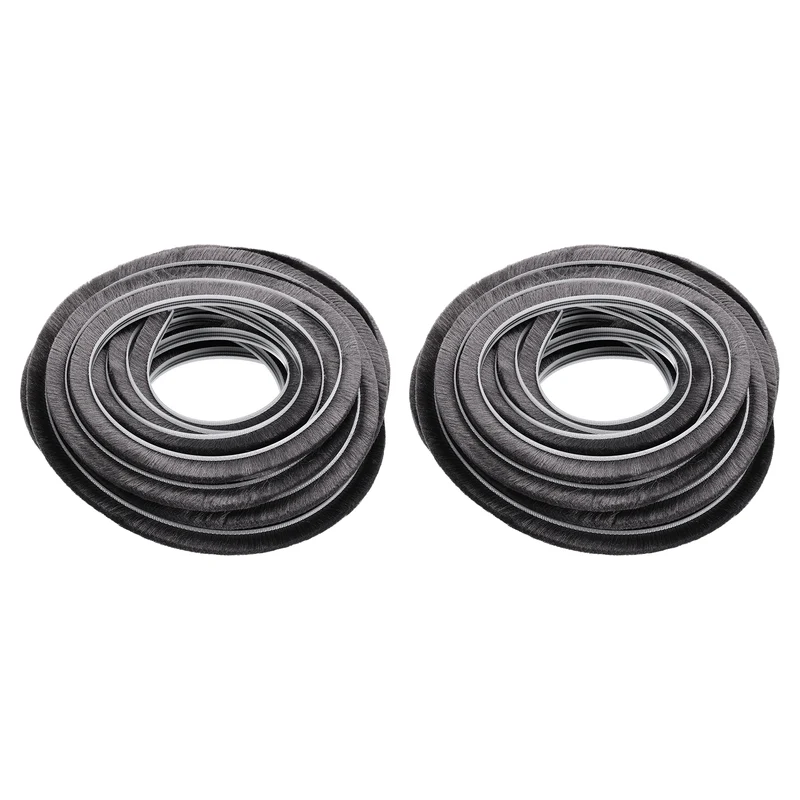 2Pcs Brush Weather Stripping 9/32" x 5/16" x 24.6ft Card-Slot Seal Strip Gray