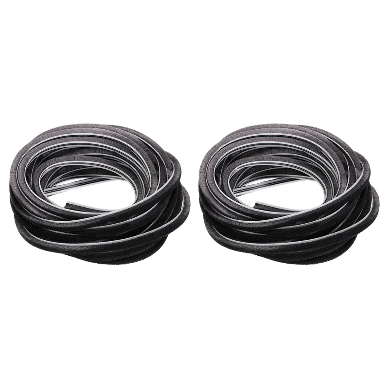 2Pcs Brush Weather Stripping 9/32" x 1/4" x 24.6ft Card-Slot Seal Strip Gray
