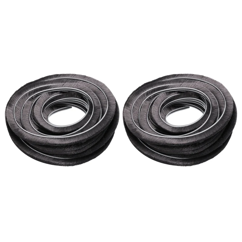 2Pcs Brush Weather Stripping 1/4" x 15/32" x 24.6ft Card-Slot Seal Strip Gray