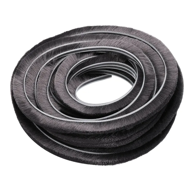 Brush Weather Stripping 1/4" x 15/32" x 24.6ft Card-Slot Seal Strip Gray