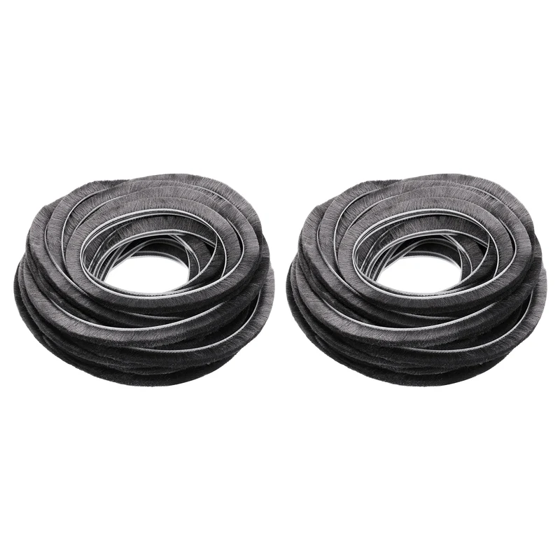 2Pcs Brush Weather Stripping 1/4" x 3/8" x 24.6ft Card-Slot Seal Strip Gray