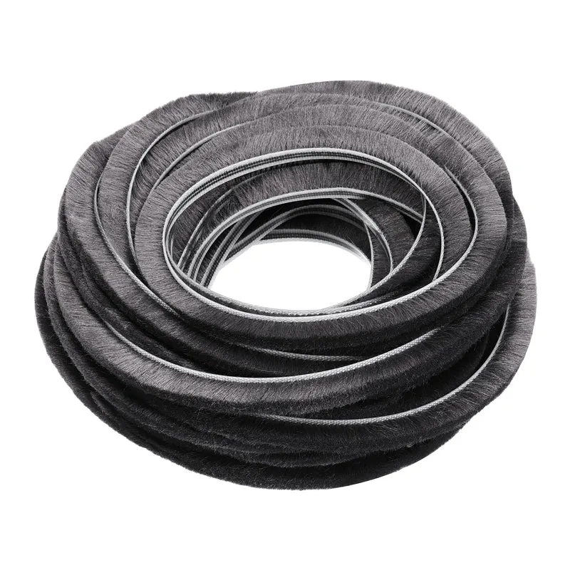 Brush Weather Stripping 1/4" x 3/8" x 24.6ft Card-Slot Seal Strip Gray