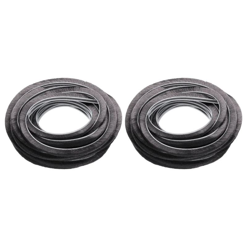 2Pcs Brush Weather Stripping 1/4" x 5/16" x 24.6ft Card-Slot Seal Strip Gray