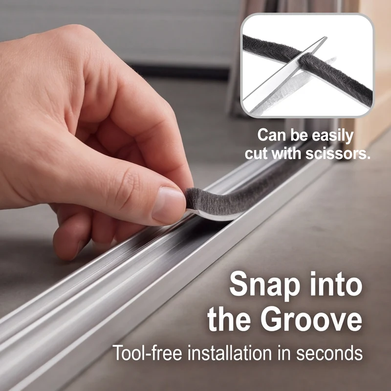 2Pcs Brush Weather Stripping 1/4" x 5/16" x 24.6ft Card-Slot Seal Strip Gray