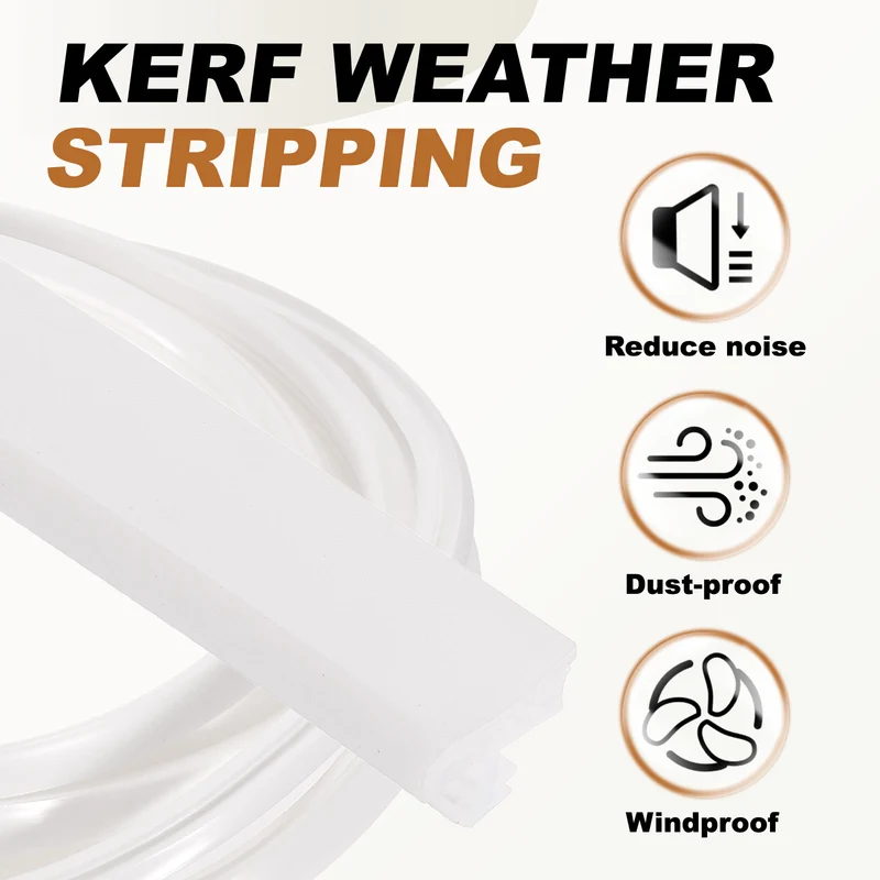 Kerf Weather Stripping Seal Strip (16.4ft x 11/32") - 2Pcs Square Kerf, White