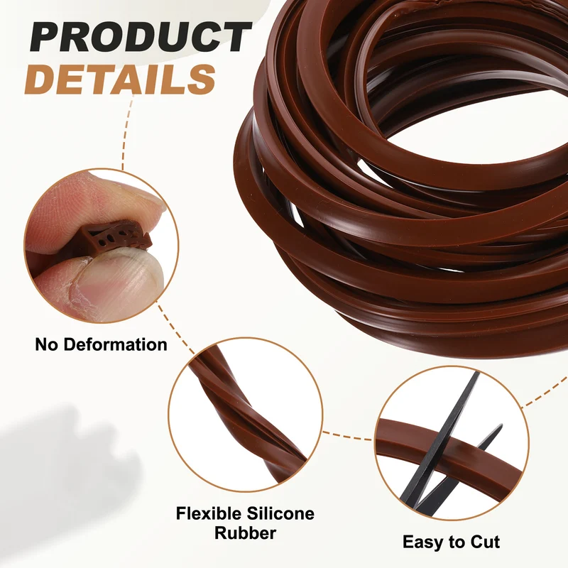 Kerf Weather Stripping Seal Strip (16.4ft x 11/32") - Square Kerf, Brown