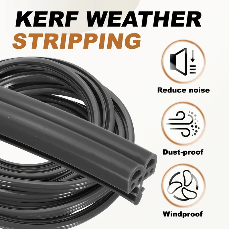 Kerf Weather Stripping Seal Strip (16.4ft x 11/32") - B Shape Kerf, Gray