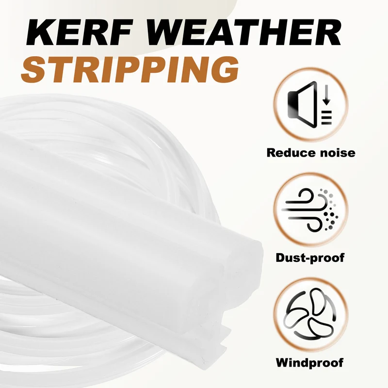 Kerf Weather Stripping Seal Strip (16.4ft x 11/32") - B Shape Kerf, White