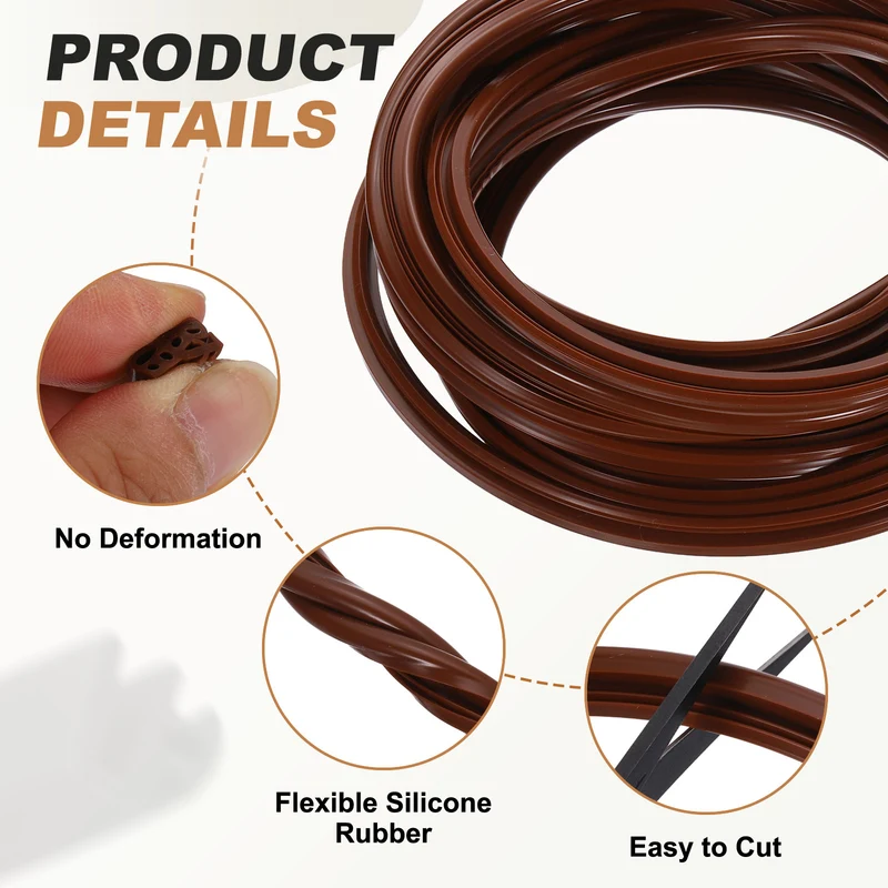 Kerf Weather Stripping Seal Strip (16.4ft x 11/32") - 2Pcs B Shape Kerf, Brown