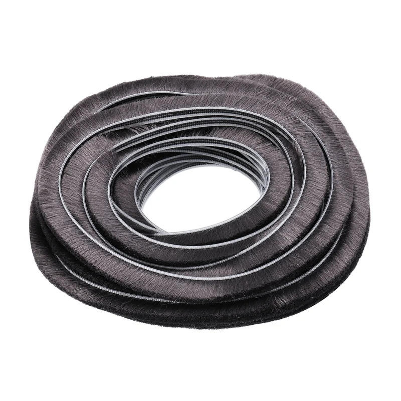 Brush Weather Stripping 3/16" x 3/8" x 24.6ft Card-Slot Seal Strip Gray