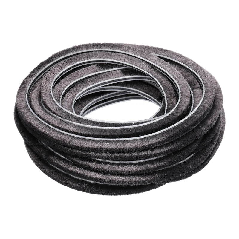 Brush Weather Stripping 3/16" x 5/16" x 24.6ft Card-Slot Seal Strip Gray