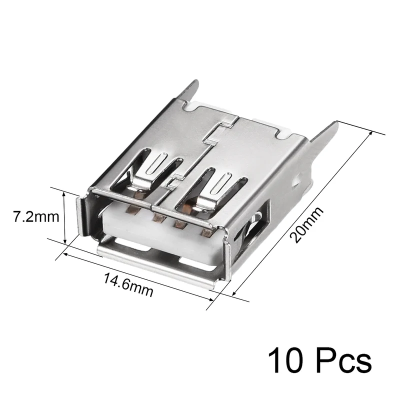 PCB USB Connector Type-A Female Jack 4 Pin Vertical Straight Insert 10Pcs