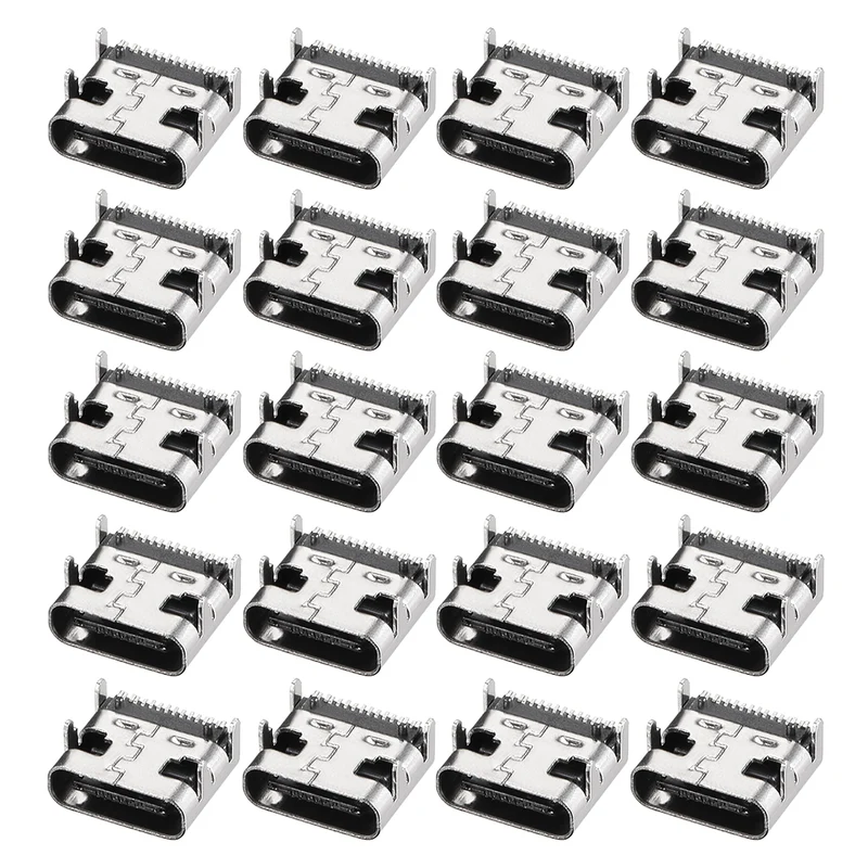 PCB USB Connector Type-C 3.1 16Pin Female Jack Fast Charging Socket 20Pcs
