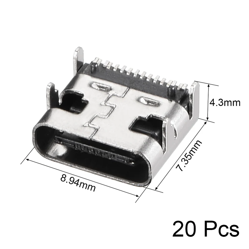 PCB USB Connector Type-C 3.1 16Pin Female Jack Fast Charging Socket 20Pcs