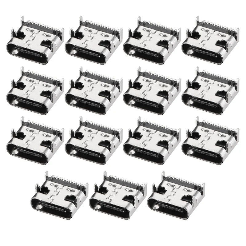 PCB USB Connector Type-C 3.1 16Pin Female Jack Fast Charging Socket 15Pcs