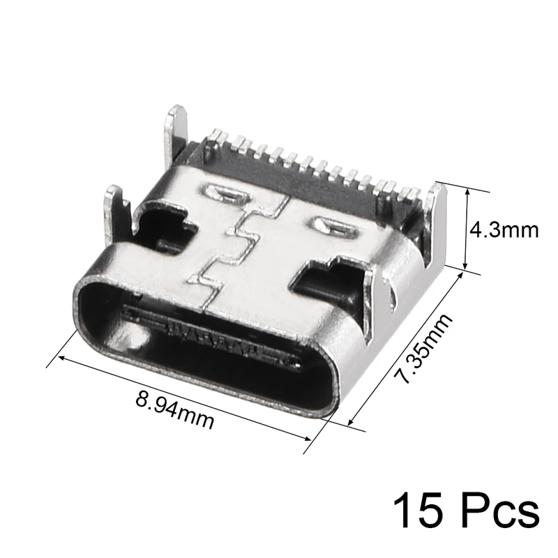 PCB USB Connector Type-C 3.1 16Pin Female Jack Fast Charging Socket 15Pcs