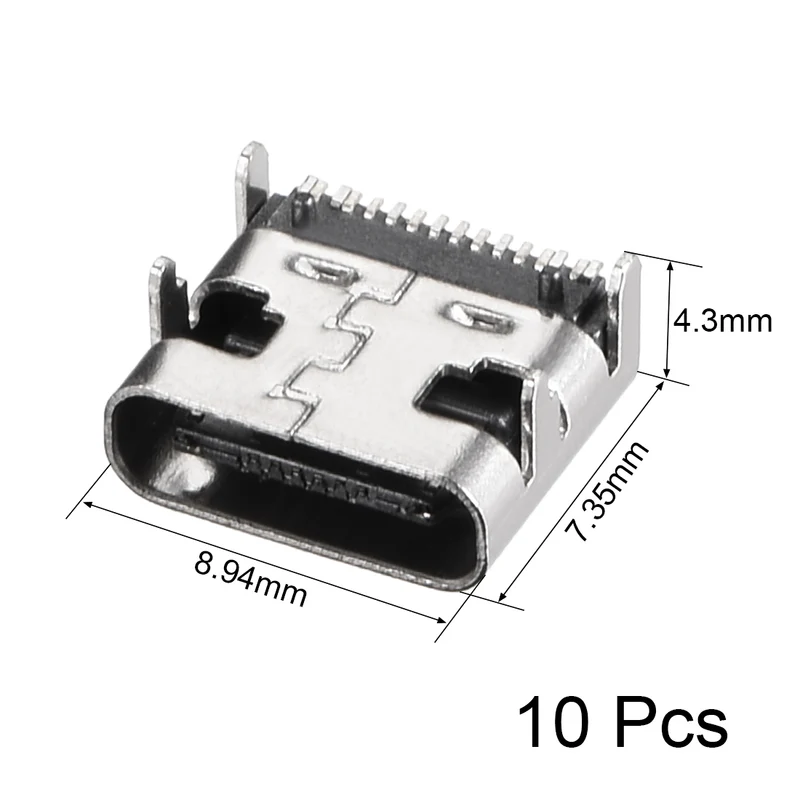 PCB USB Connector Type-C 3.1 16Pin Female Jack Fast Charging Socket 10Pcs