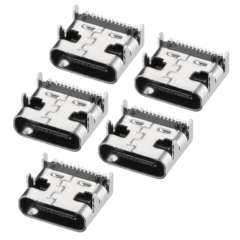 PCB USB Connector Type-C 3.1 16Pin Female Jack Fast Charging Socket 5Pcs