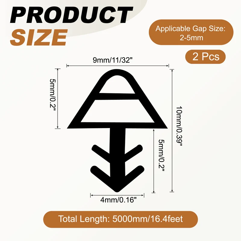 Kerf Weather Stripping Seal Strip (16.4ft x 11/32") - 2Pcs D Triangle Kerf, Gray