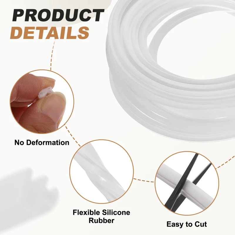 Kerf Weather Stripping Seal Strip(16.4ft x 11/32") - 2Pcs D Triangle Kerf, White