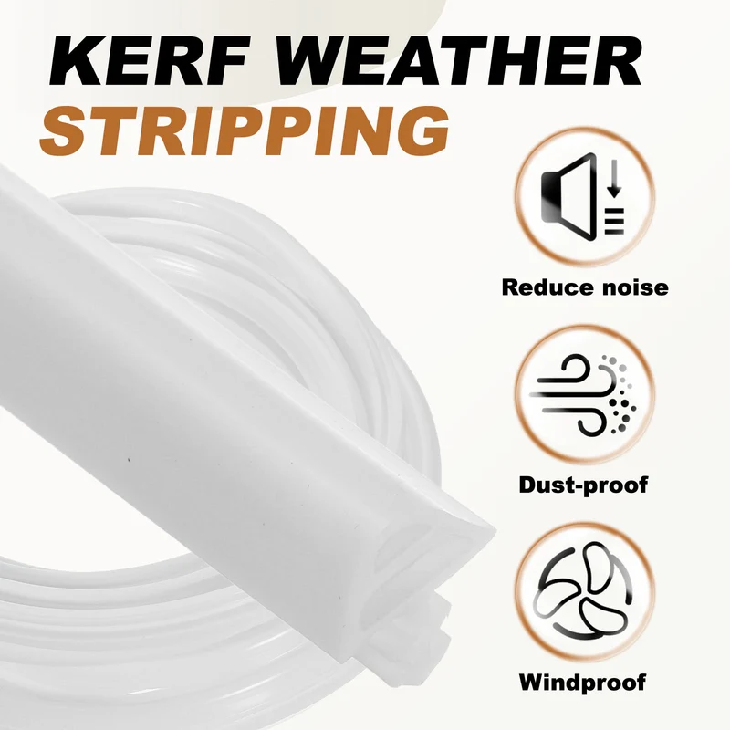Kerf Weather Stripping Seal Strip (16.4ft x 11/32") - D Triangle Kerf, White