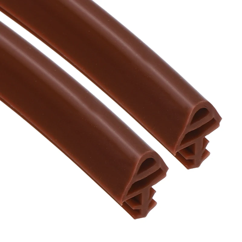 Kerf Weather Stripping Seal Strip(16.4ft x 11/32") - 2Pcs D Triangle Kerf, Brown