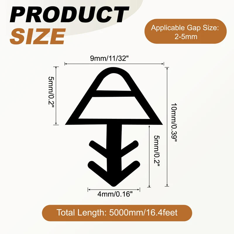 Kerf Weather Stripping Seal Strip (16.4ft x 11/32") - D Triangle Kerf, Brown