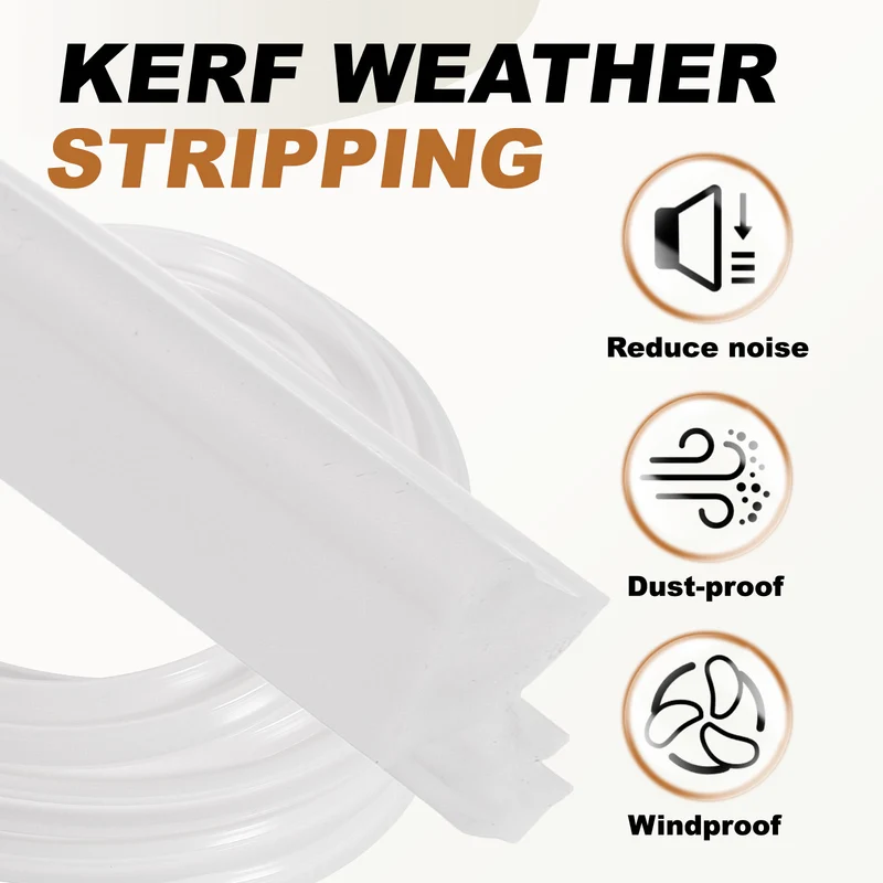 Kerf Weather Stripping Seal Strip (16.4ft x 11/32") - 2Pcs Tree Kerf, White