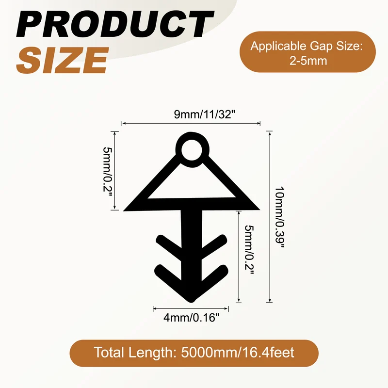 Kerf Weather Stripping Seal Strip (16.4ft x 11/32") - Tree Shape Kerf, Gray