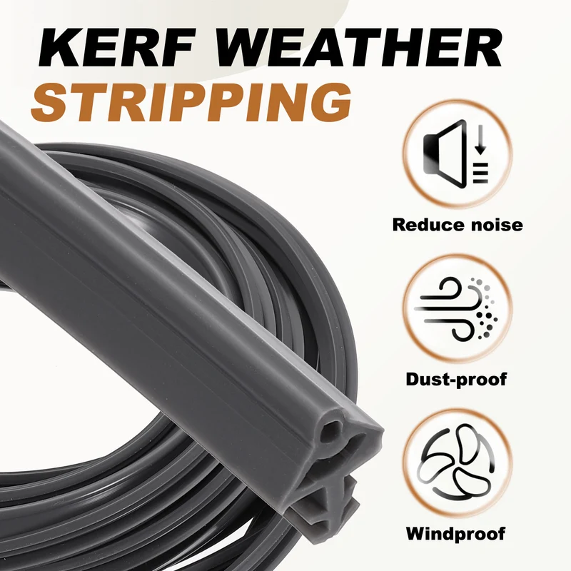 Kerf Weather Stripping Seal Strip (16.4ft x 11/32") - Tree Shape Kerf, Gray