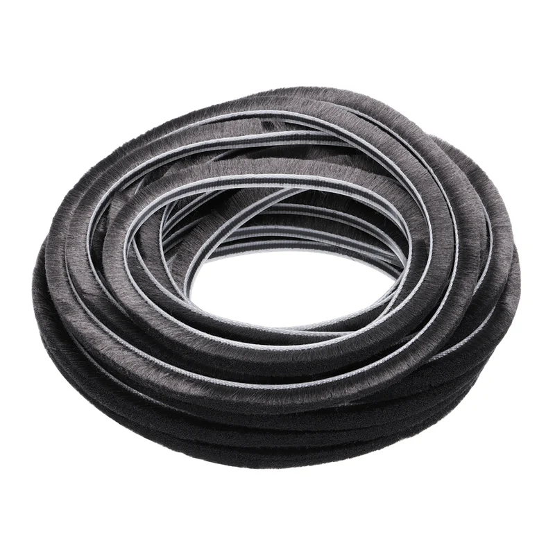 Brush Weather Stripping 3/16" x 1/4" x 24.6ft Card-Slot Seal Strip Gray