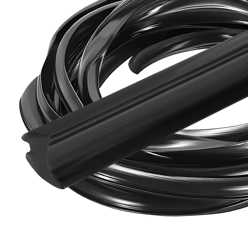 Weather Stripping Door Seal Crescent-Shaped 3/16" Slot 16.4Ft Black