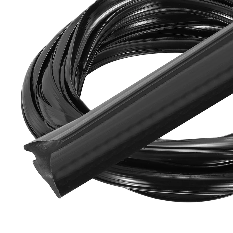 2Pcs Weather Stripping Door Seal Crescent-Shaped 5/32" Slot 16.4Ft Black