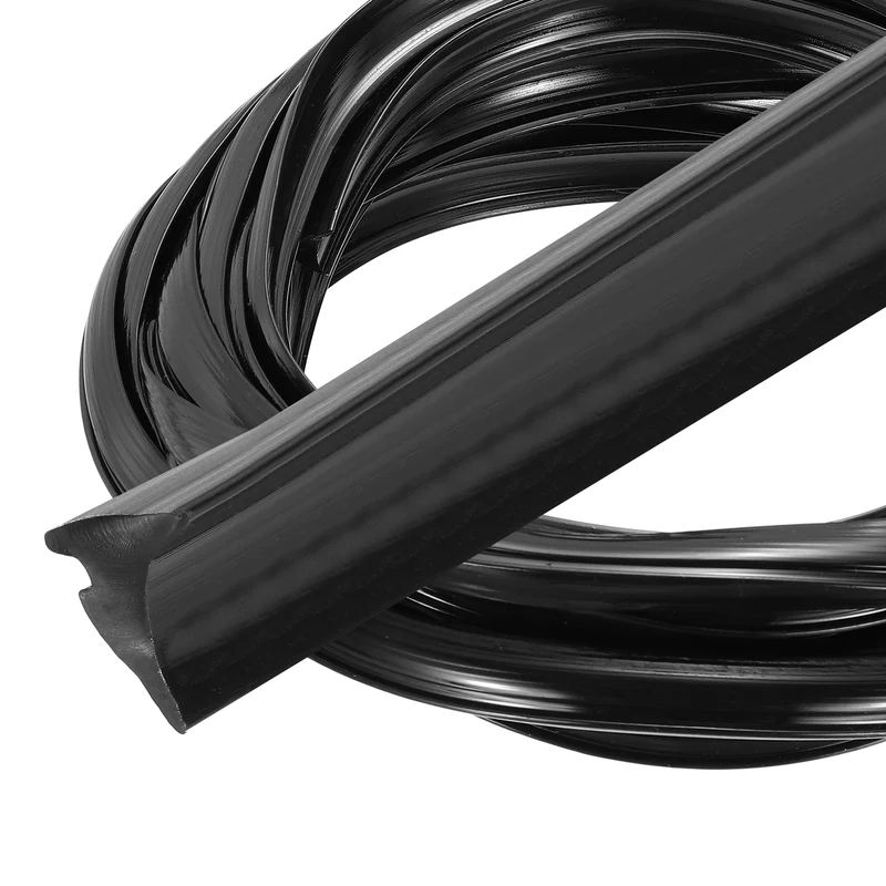Weather Stripping Door Seal Crescent-Shaped 5/32" Slot 16.4Ft Black