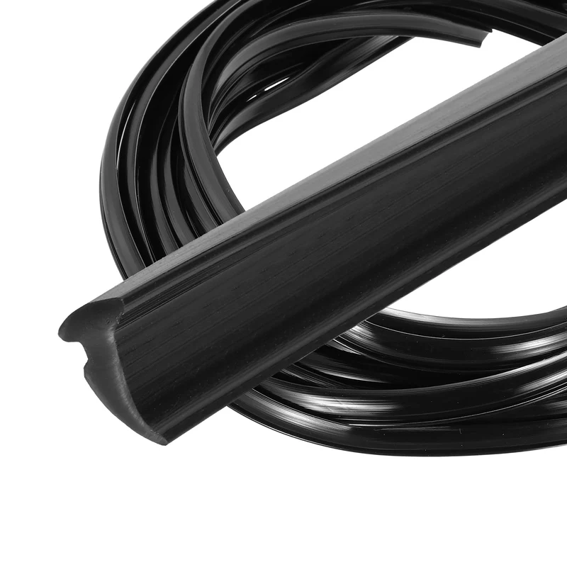 2Pcs Weather Stripping Door Seal Crescent-Shaped 9/64" Slot 16.4Ft Black