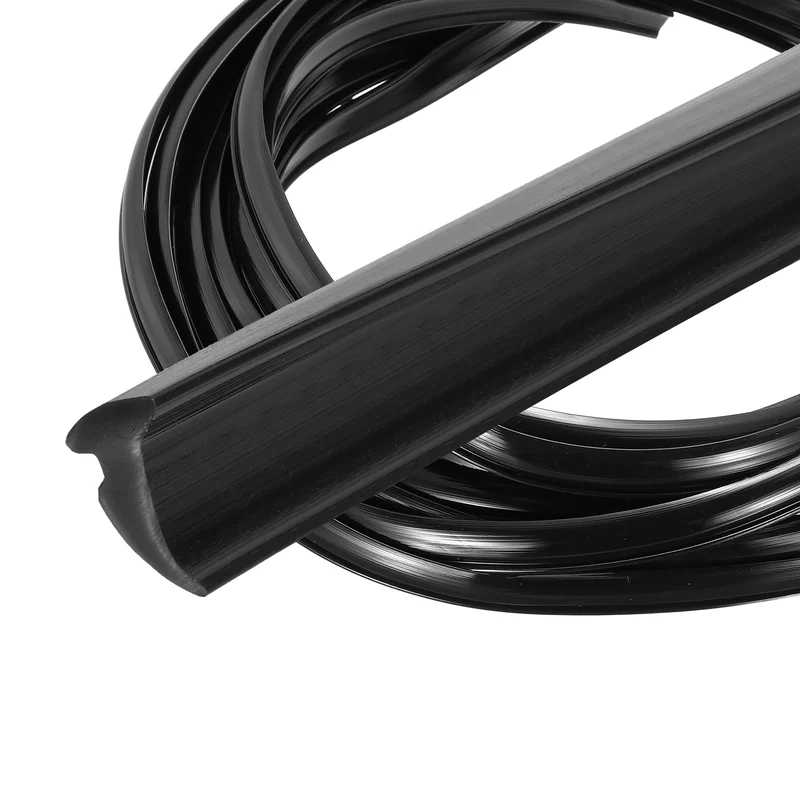 2Pcs Weather Stripping Door Seal Crescent-Shaped 1/8" Slot 16.4Ft Black